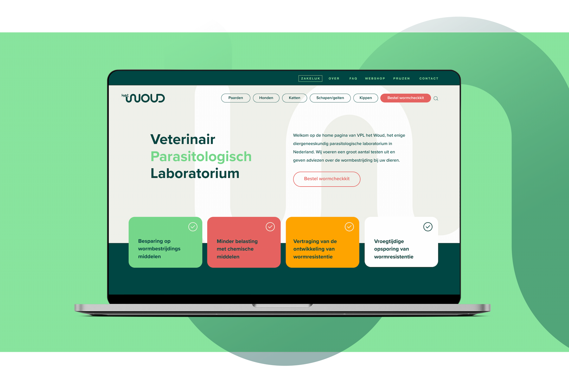 Mockup van de website van Het Woud