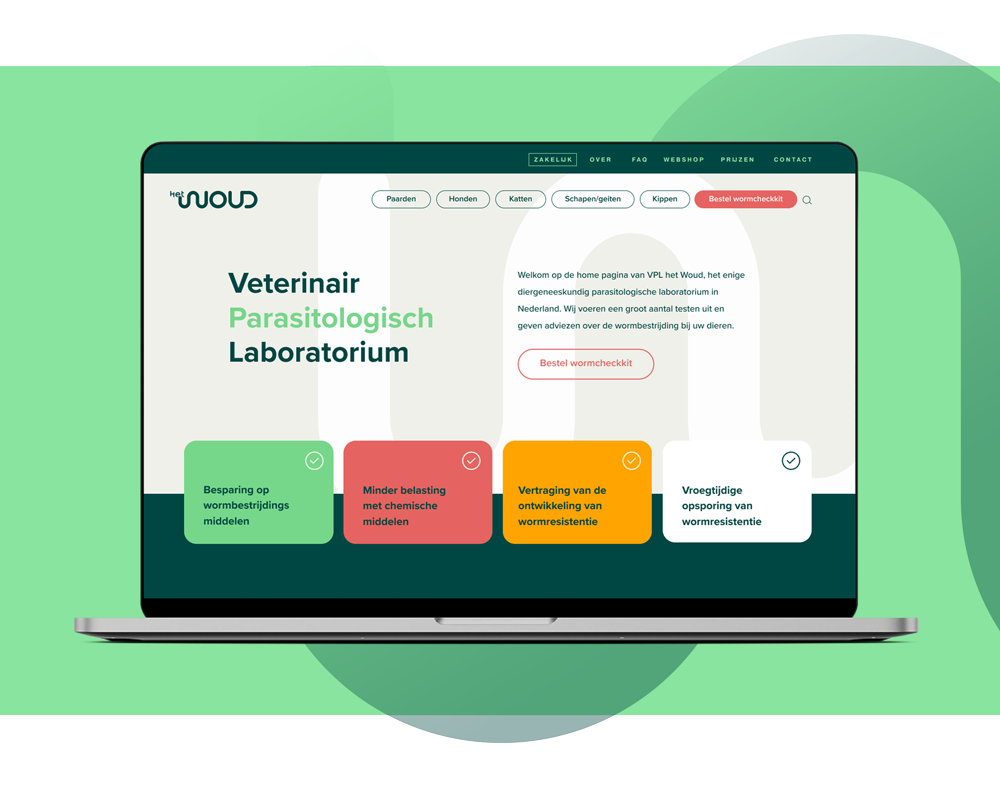 Mockup van de website van Het Woud